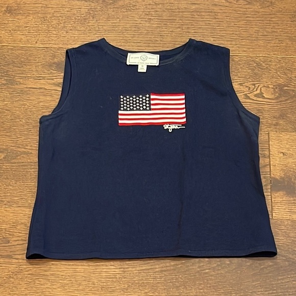 St.John Sport Knit Sleeveless Navy Top - American Flag Size Small - Picture 1 of 2